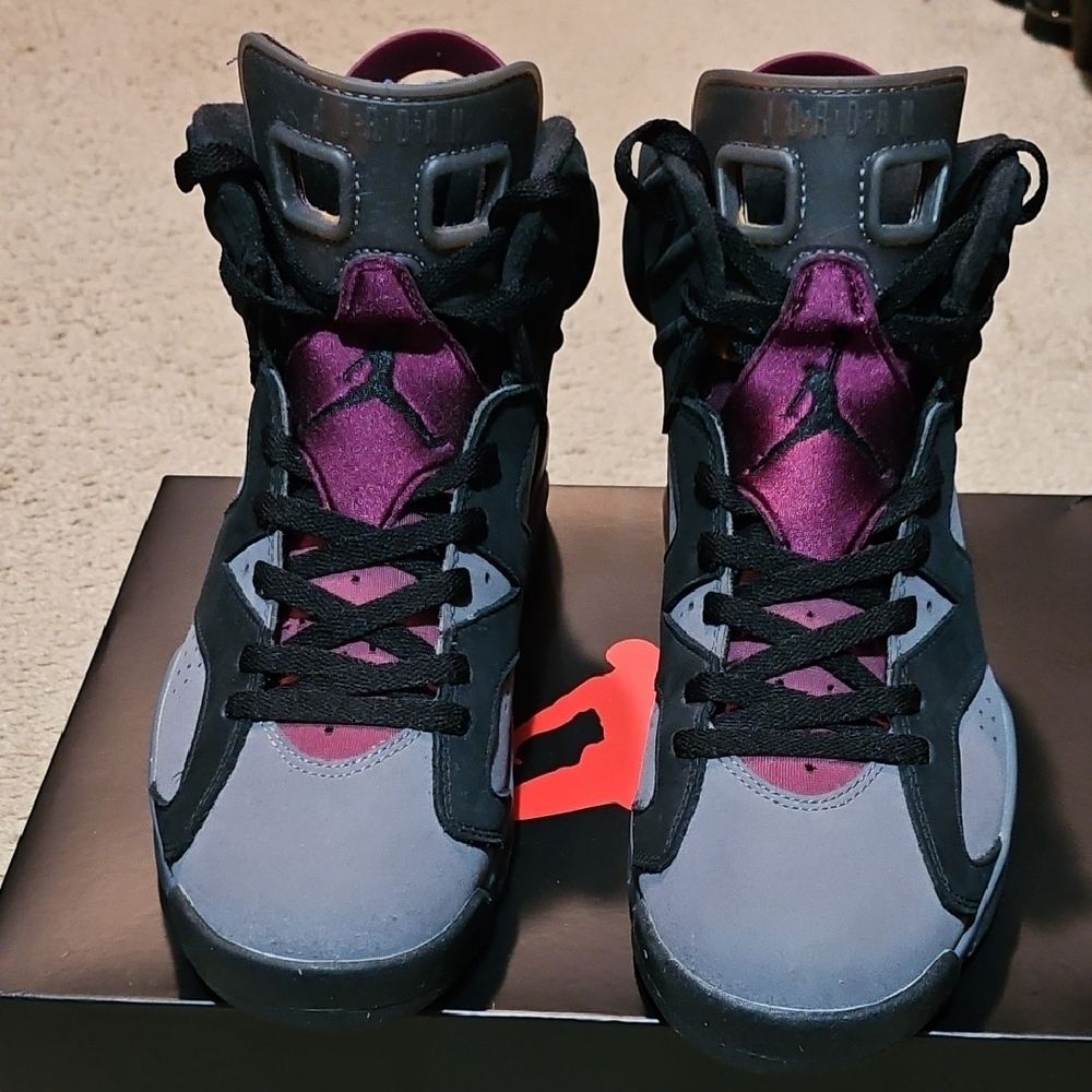 Jordan Mens Gray and Purple Sneakers